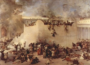 The siege of Jerusalem.Hayez, Francesco. The Destruction of the Temple of Jerusalem. 1867. Galleria d’Arte Moderna, Venice.