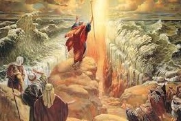 The parting of the red sea points to the separation of the waters in Genesis 1:9.
